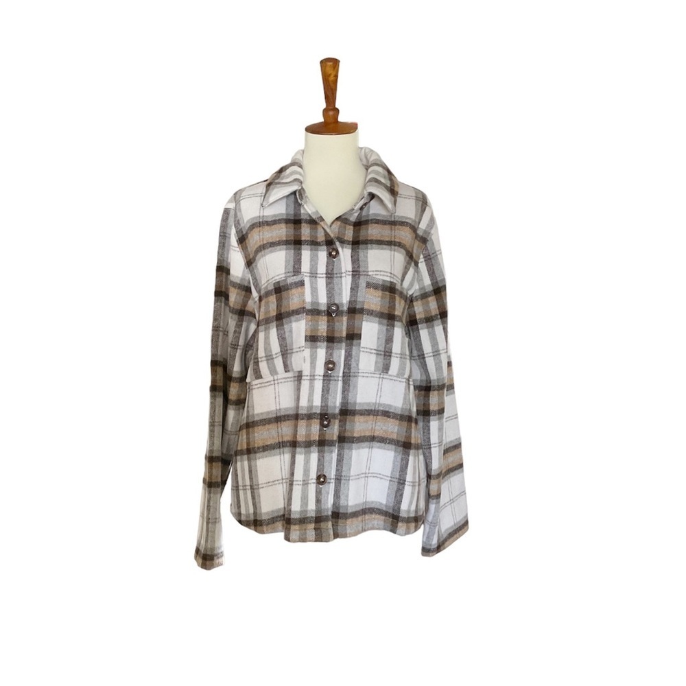 Melloday Plaid Flannel Shirt Jacket‎ Size Large